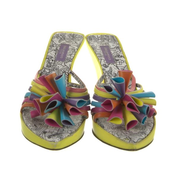 ❤️ Authentic Gorgeous Emilio Pucci Colorful Ribbon Leather Wedges ❤️ - Picture 3 of 5